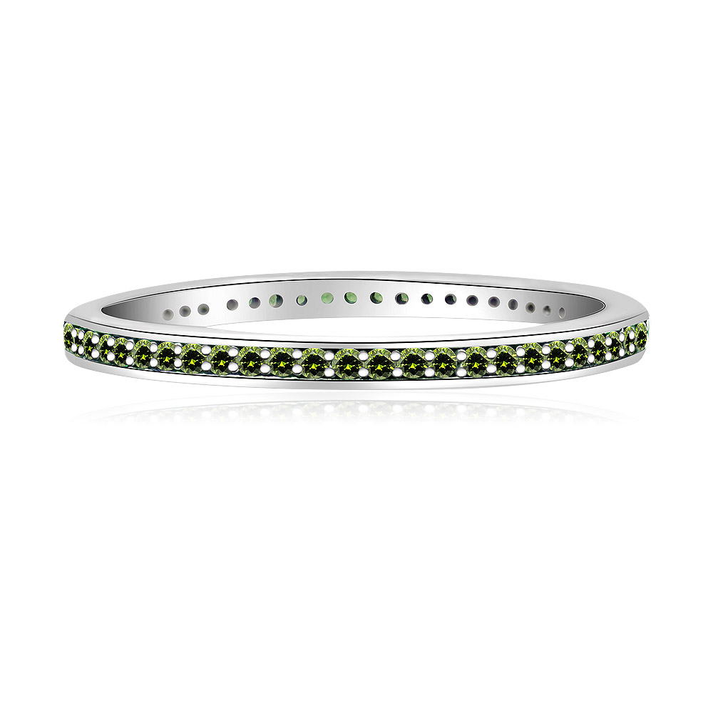 Sterling Silver Olive Green Cubic Zirconia CZ Eternity Ring